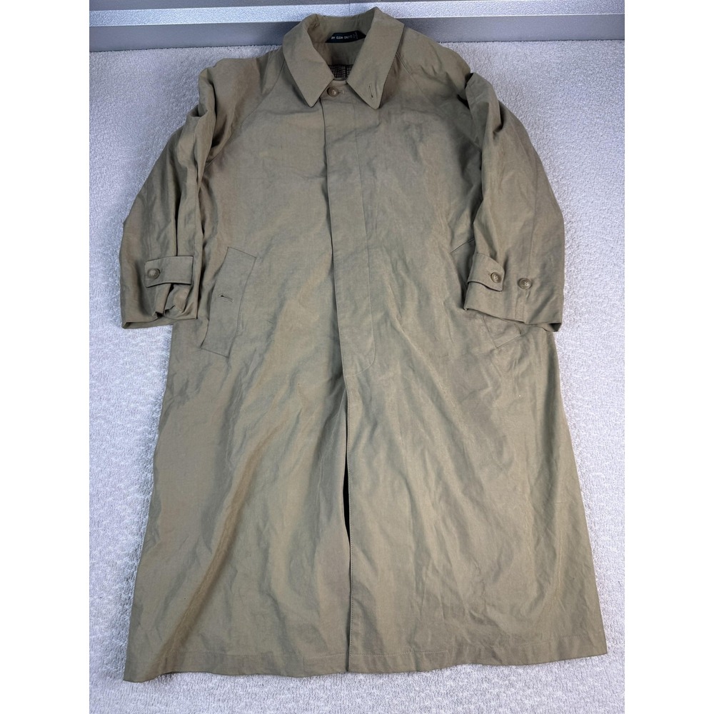 Lauren Ralph‎ Lauren Coat Mens 40S Beige Nylon Rain Trench Removable Plaid Liner